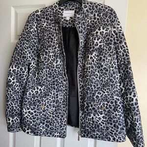 Charter Club Black and White Leopard Teddy Jacket